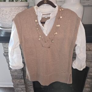 LOFT Women's Tan Sweater Vest